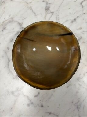 Vintage horn bowl, brown, marbled, decorative catchall